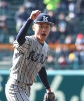 　１回、ピンチを脱し、ほえる敦賀気比・五十子（撮影・北村雅宏）