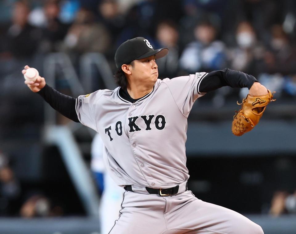 　７回、登板した田中瑛（撮影・中島達哉）