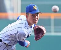 　９回裏２死一塁から登板して最後を締めくくる石垣（撮影・立川洋一郎）