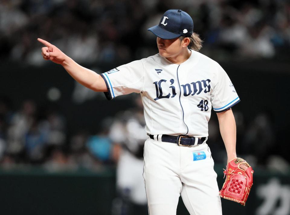 　３回、ナインとアイコンタクトをとる今井（撮影・中島達哉）