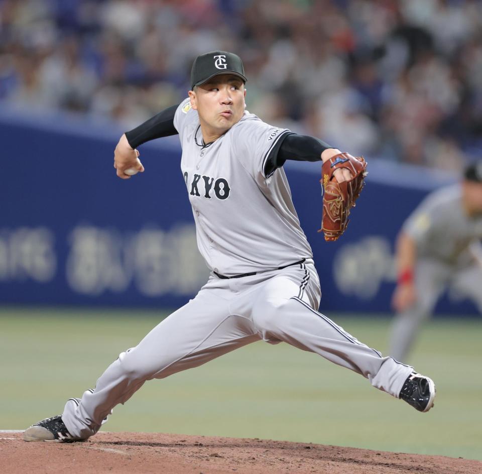 　３回、力投する田中将（撮影・西岡正）