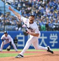 中日打線に立ち向かうランバート（撮影・佐藤厚）