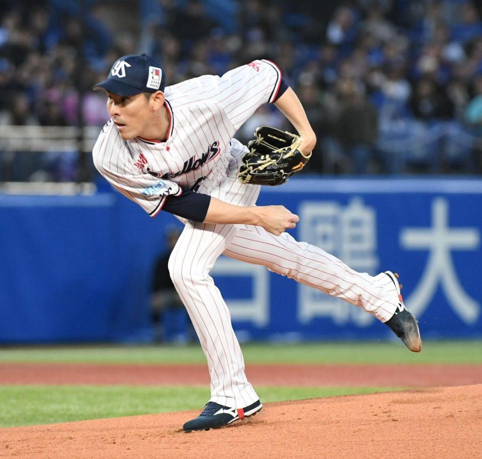 　中日戦の先発マウンドに立つ高梨（撮影・佐藤厚）