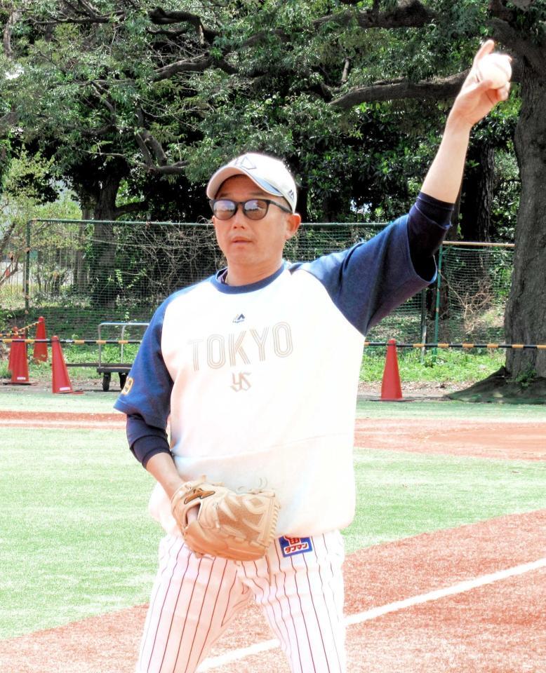 　キャッチボールを行う石川