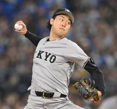 　力投する先発の山崎（撮影・伊藤笙子）