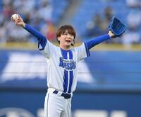 　セレモニアルピッチに登場した高橋優斗（撮影・伊藤笙子）