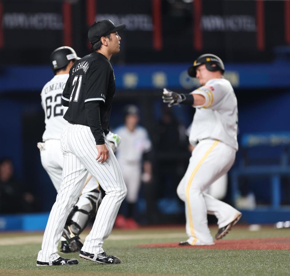 　２回、広瀨の左犠飛で先制される石川柊（撮影・金田祐二）