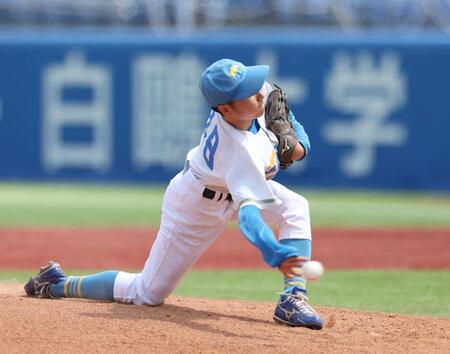 　粘りの投球を見せる東大・渡辺（撮影・佐々木彰尚）