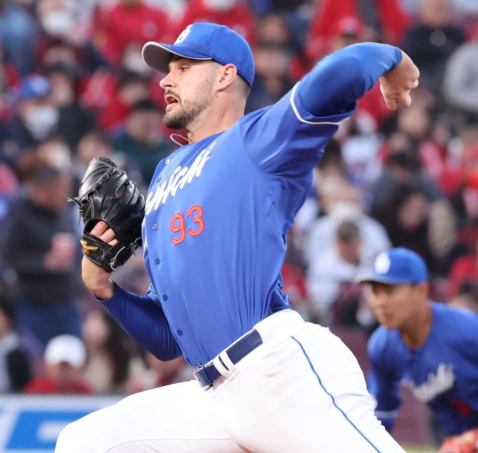 　先発し力投するマラー（撮影・市尻達拡）