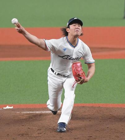 　１５７キロのフォーシームを投げ込む今井（撮影・佐藤厚）