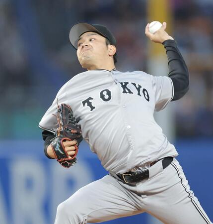 　ヤクルト打線を相手に力投する石川（撮影・西岡正）