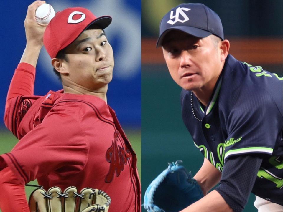 　（左から）広島・玉村、ヤクルト・石川