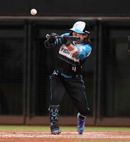 　７回、送りバントを試みるも失敗する上川畑（撮影・中島達哉）