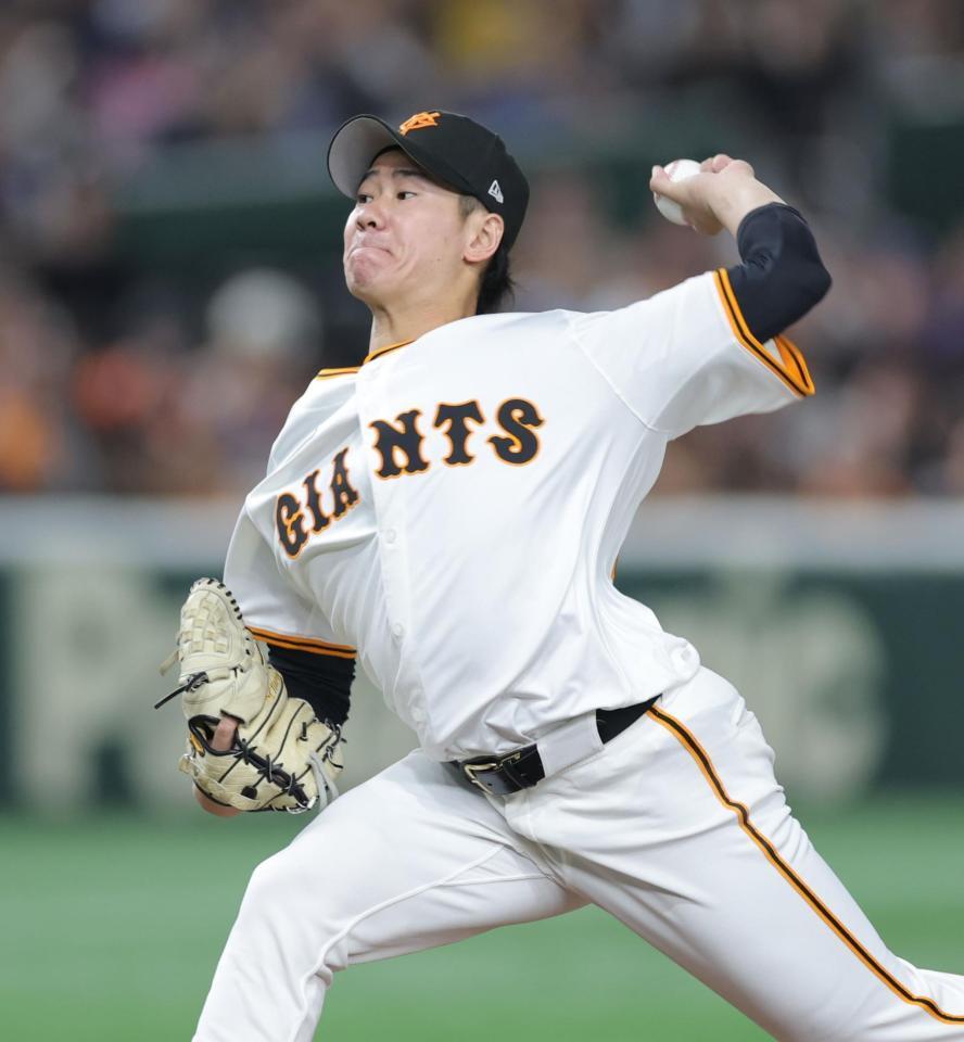 　中日打線を相手に力投する井上（撮影・西岡正）