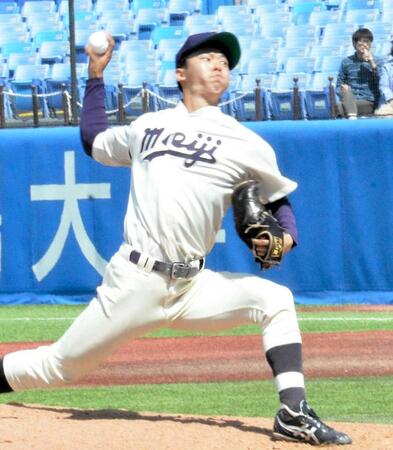 　力投する明大・大川