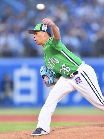 　力投する山野（撮影・開出牧）