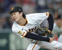 　広島戦に先発し力投する山崎（撮影・西岡正）