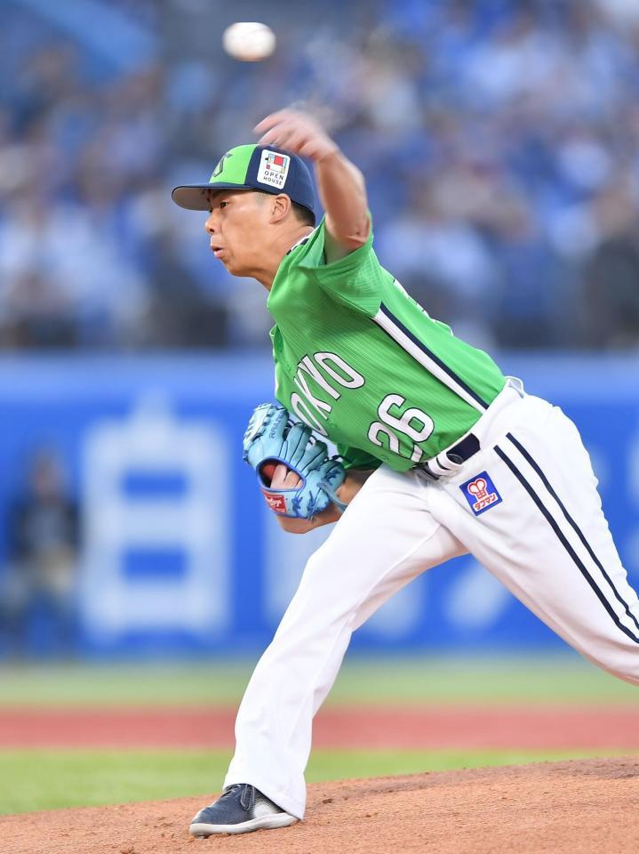 　力投する山野（撮影・開出牧）