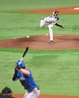 　日本ハム打線を相手に力投する上沢（撮影・西田忠信）