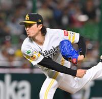 　力投する先発の上沢（撮影・西田忠信）