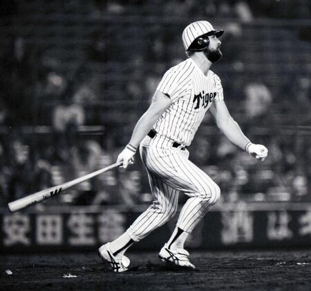最終打率を３割８分９厘とし、プロ野球記録を樹立したランディ・バース（１９８６年１０月）