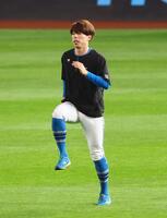 　アップする五十幡（撮影・中島達哉）