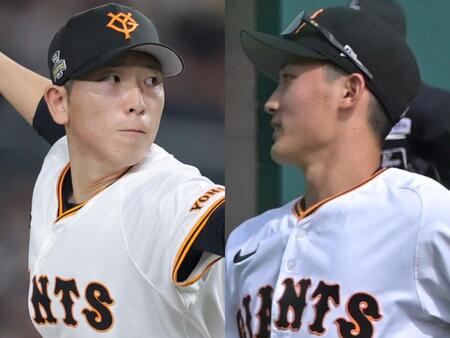 　戸郷翔征（左）と浦田俊輔