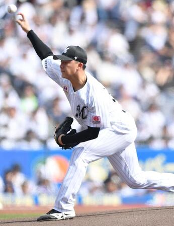 　力投する田中晴（撮影・開出牧）