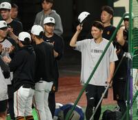 　１軍に合流した坂本（撮影・金田祐二）