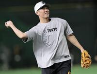 　１軍に合流した坂本（撮影・田中太一）