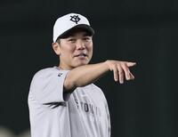 　１軍に合流した坂本（撮影・田中太一）