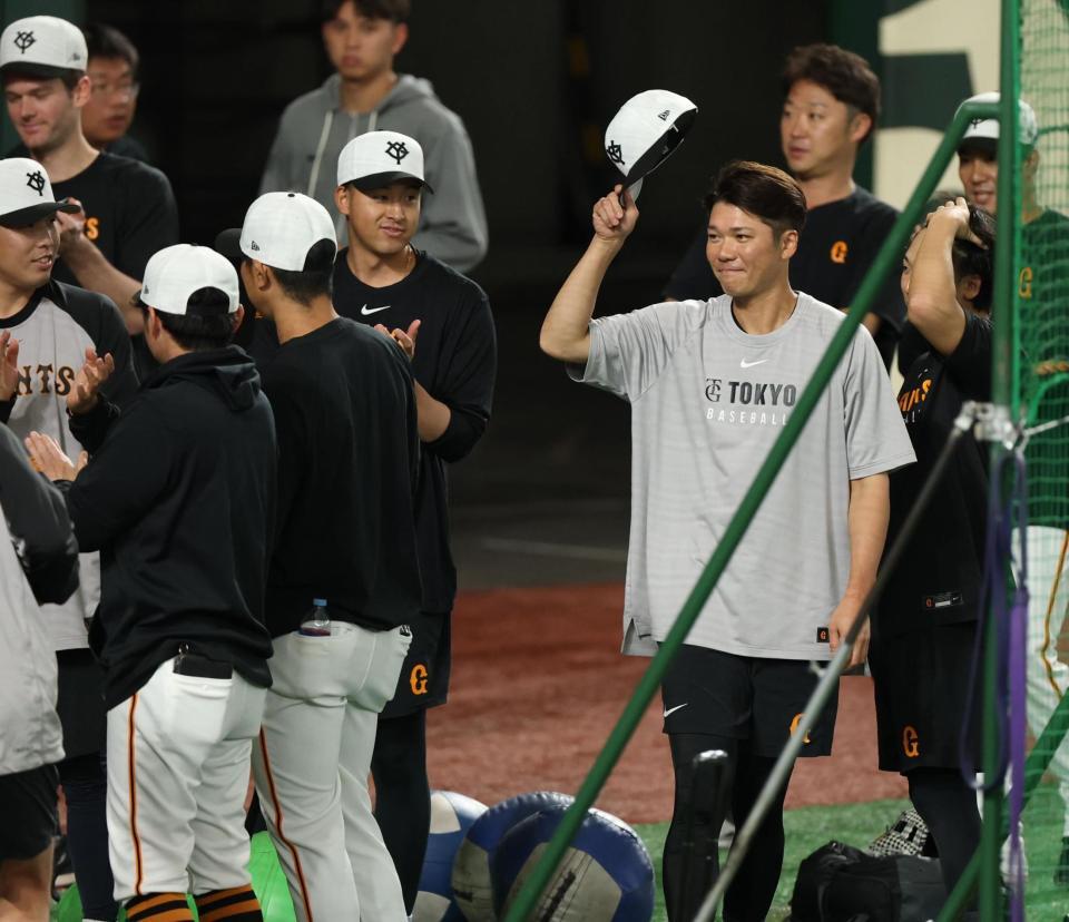 　１軍に合流した坂本（撮影・金田祐二）