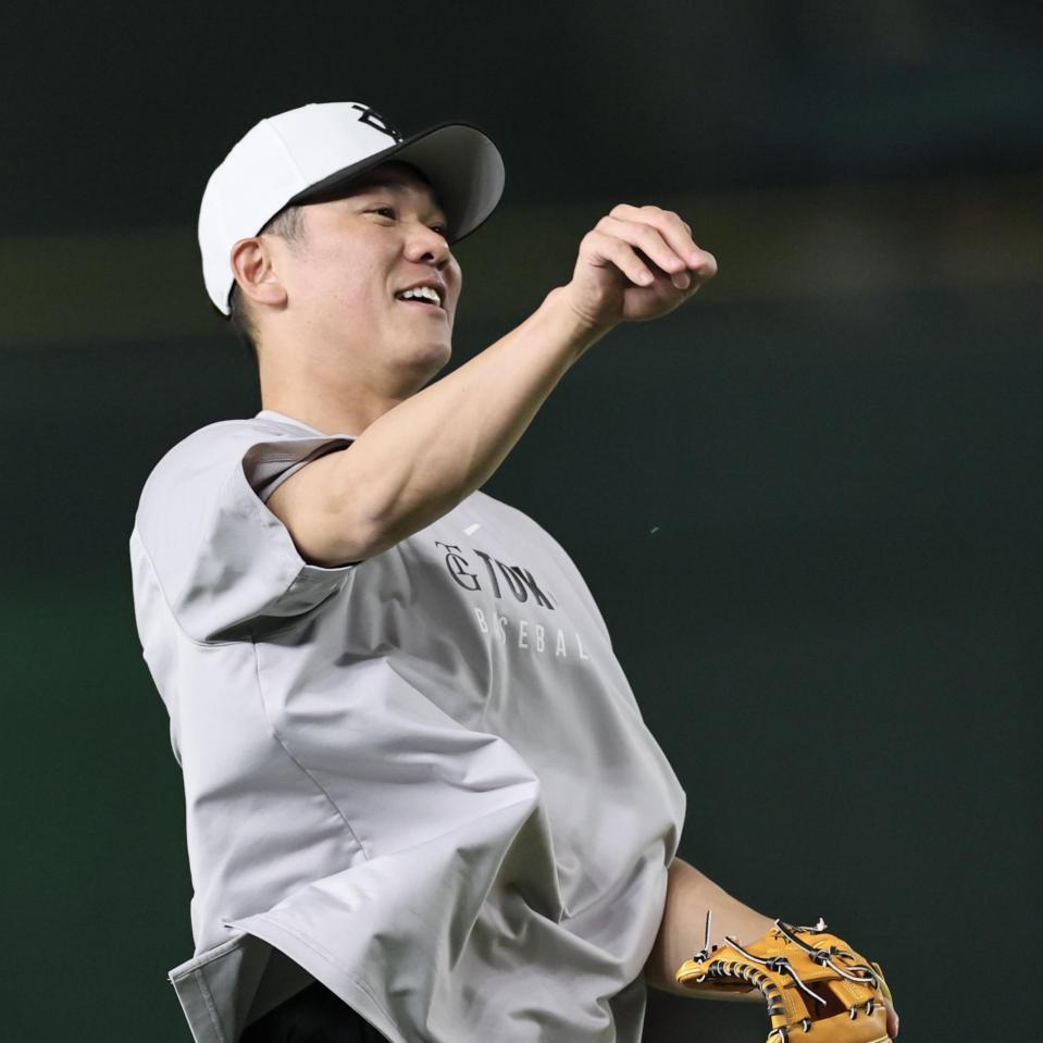 　１軍に合流した坂本（撮影・田中太一）