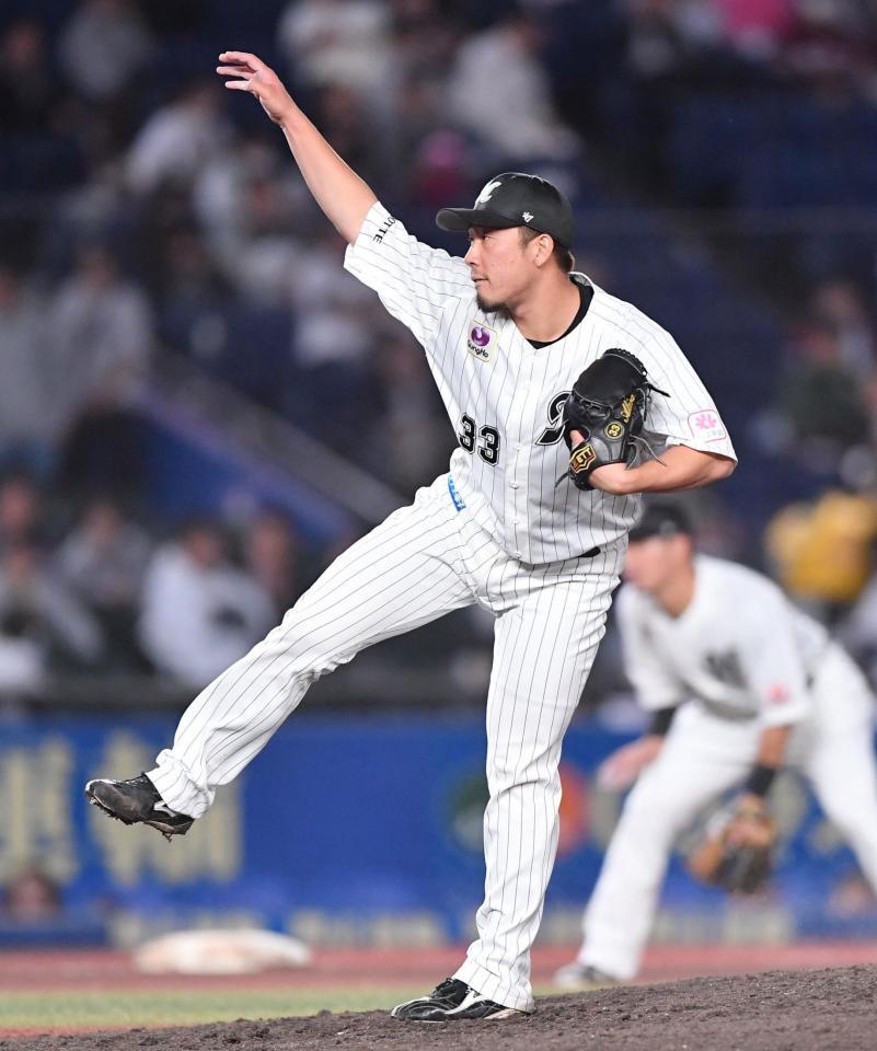 　５回途中から登板し１回１／３をピシャリと抑えた八木（撮影・開出牧）