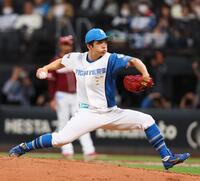 　５回から登板した山本拓（撮影・中島達哉）