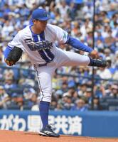 　５回１失点で４勝目を挙げた東（撮影・佐藤厚）