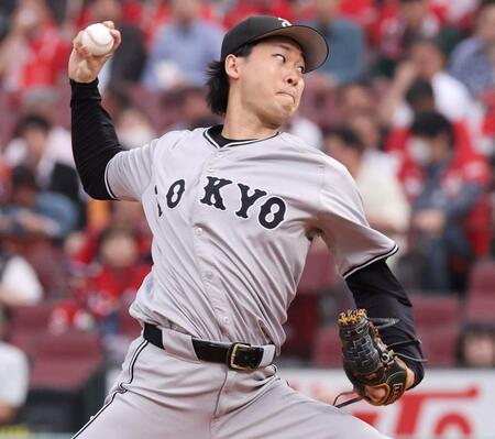 　先発し力投する山崎（撮影・市尻達拡）