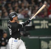 　６回、左越えソロを放つソト（撮影・伊藤笙子）