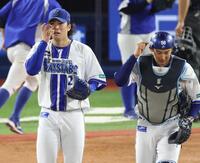 　９回、ピンチを脱し安どの入江（撮影・金田祐二）