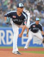 　ＤｅＮＡ打線を相手に力投する山野（撮影・佐藤厚）