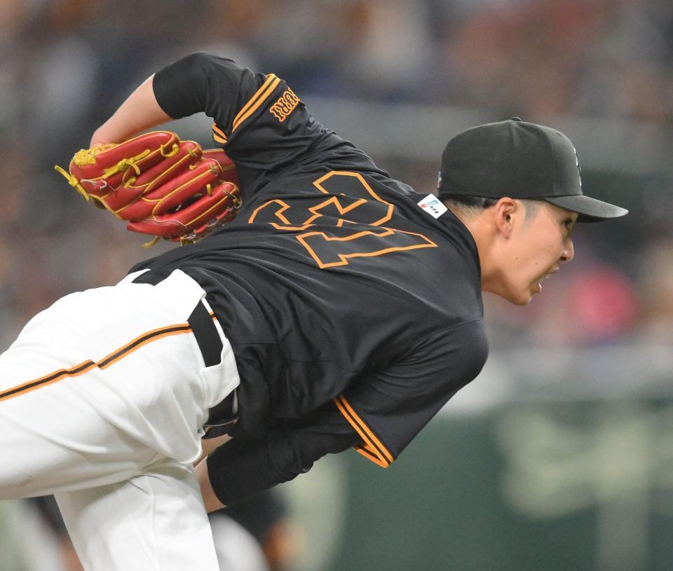 　力投する先発の赤星（撮影・伊藤笙子）