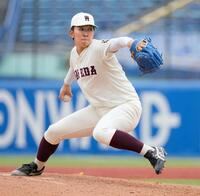 　明大戦で無安打無得点試合を達成した早大の伊藤樹