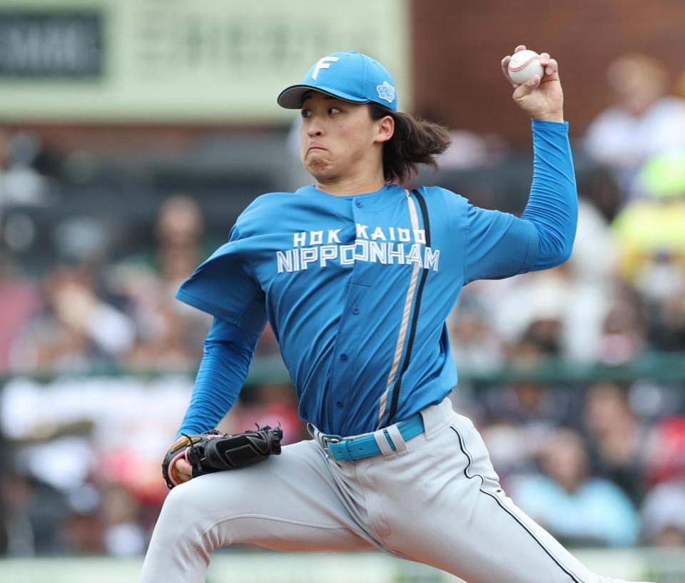 　力投する細野（撮影・金田祐二）