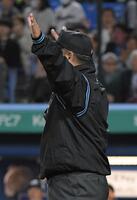 　リプレー検証の結果、再度ファールの判定（撮影・佐藤厚）