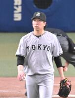 　８回、暴投で勝ち越しを許した大勢