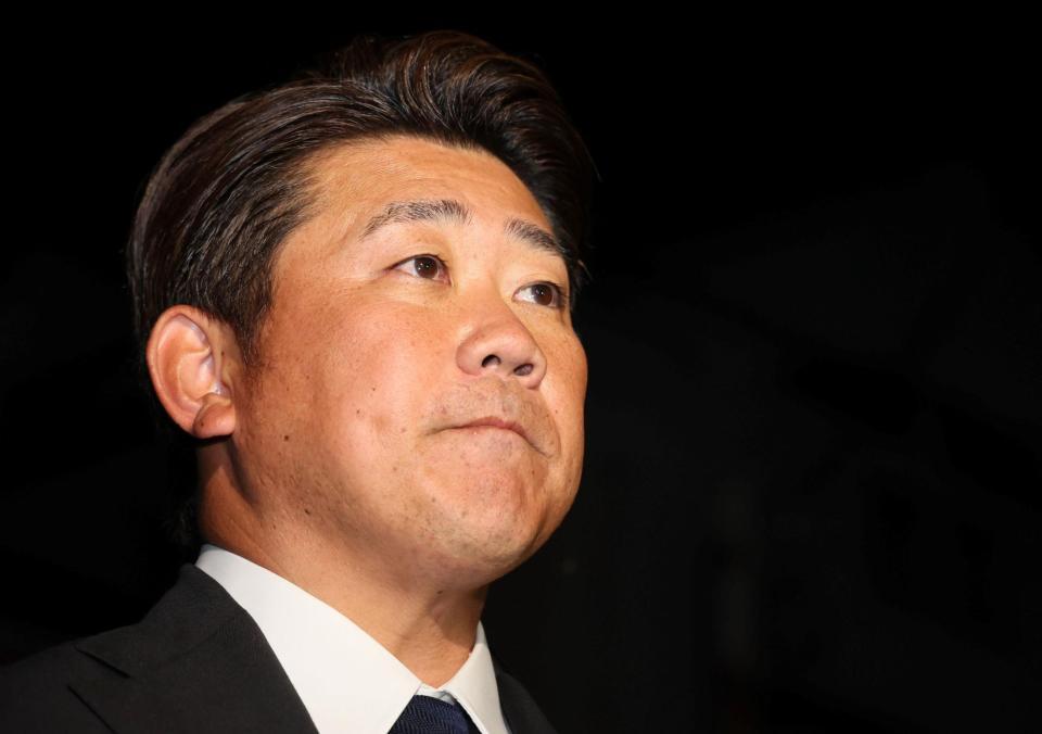 　取材に応じる松坂大輔氏（撮影・石井剣太郎）