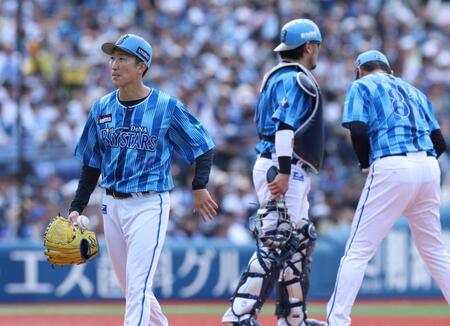 　４回、降板する大貫（撮影・金田祐二）