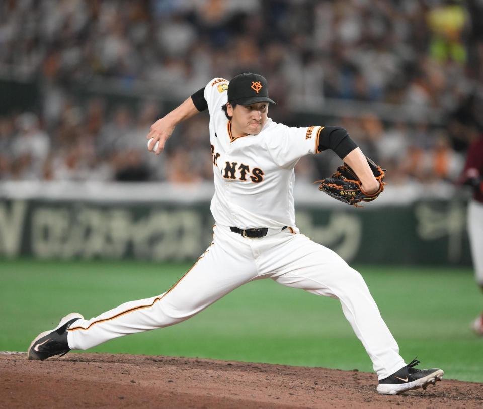 　８回から登板した大勢（撮影・堀内翔）