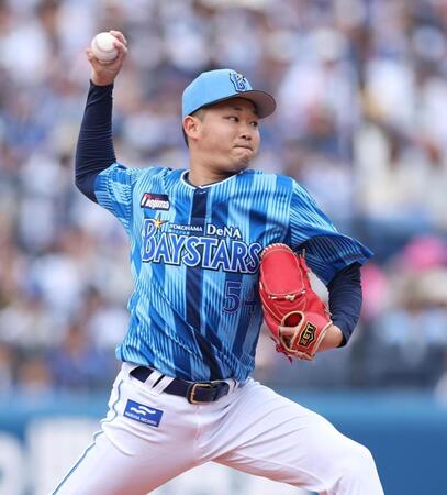 　力投する石田裕（撮影・金田祐二）