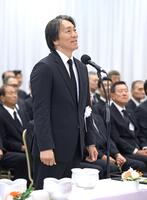 　告別式で弔辞を述べる松井秀喜氏（読売新聞社提供）